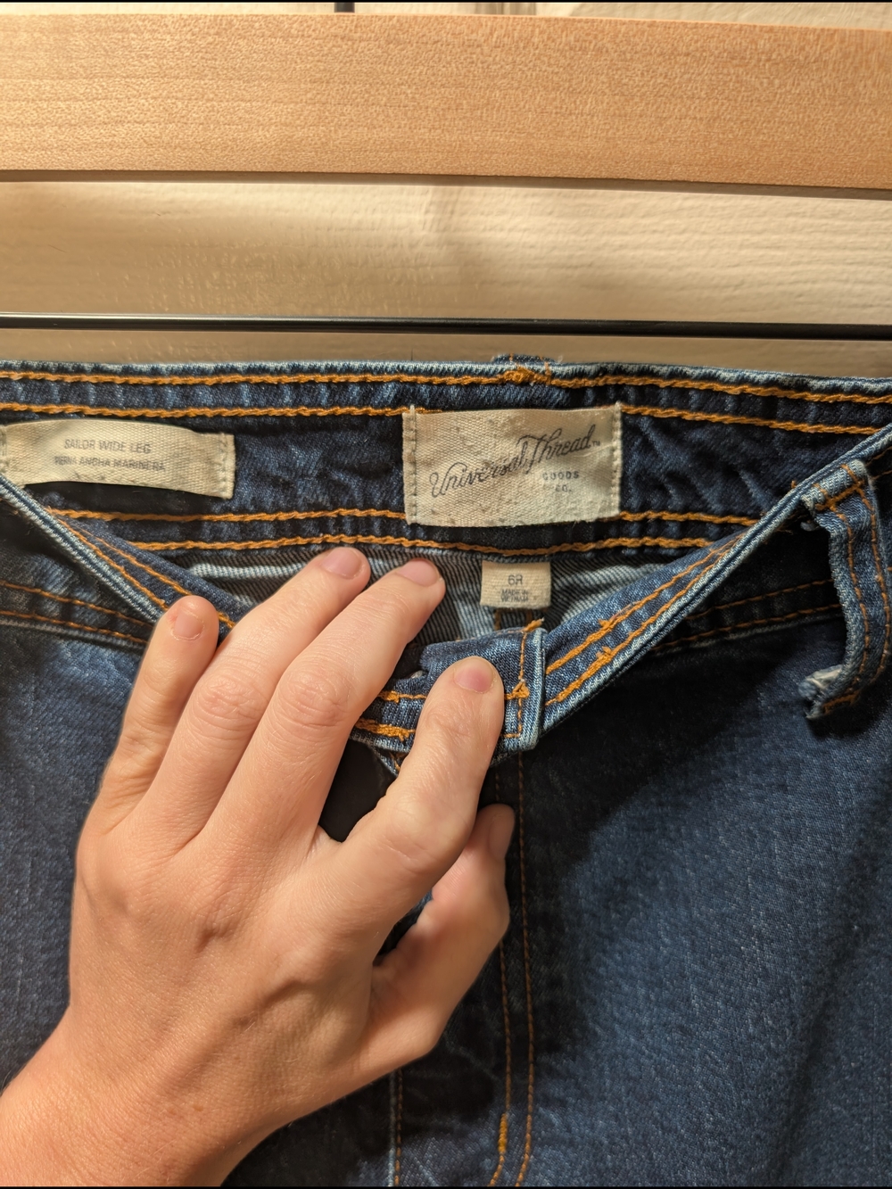 Universal Thread Blue Denim Sailor Wide Leg Jeans - Picture 2 of 4
